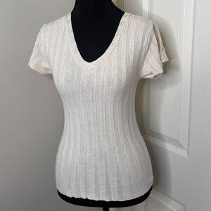 White Outlooks V-neck Shirt, Small
